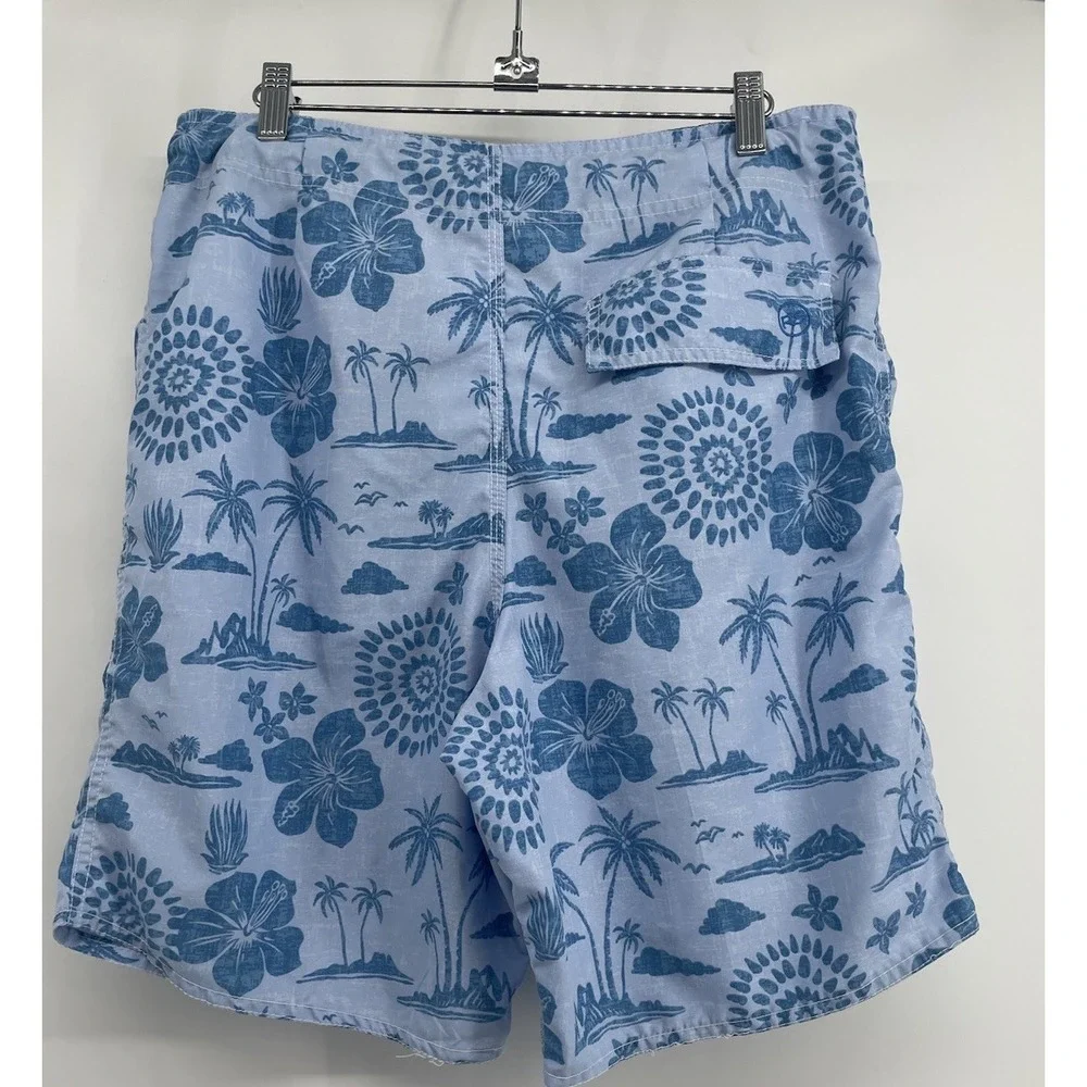 RS Surf Board Shorts Mens Medium‎ Blue Tropical Palm Swim Trunks Surf Coastal